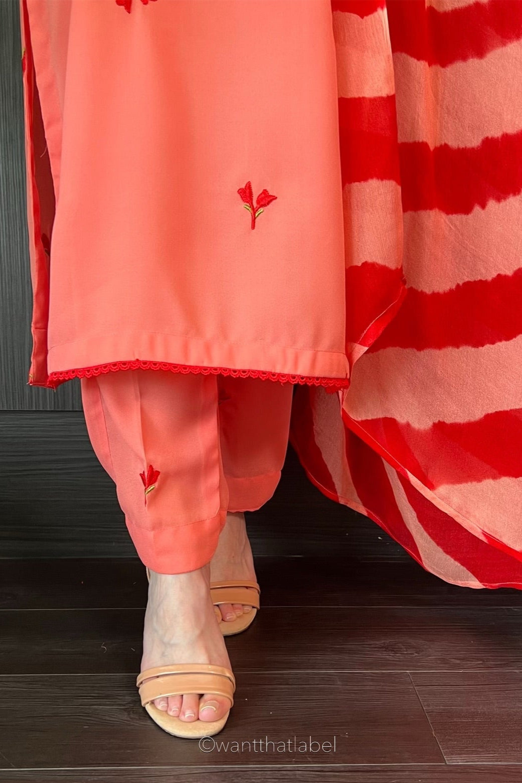 Nimra Coral Floral Embroidered Georgette Suit