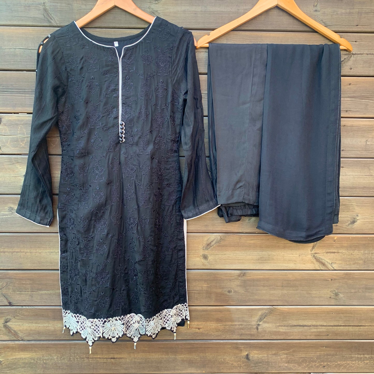 Areeba Saleem Original Black and White Embroidered Suit