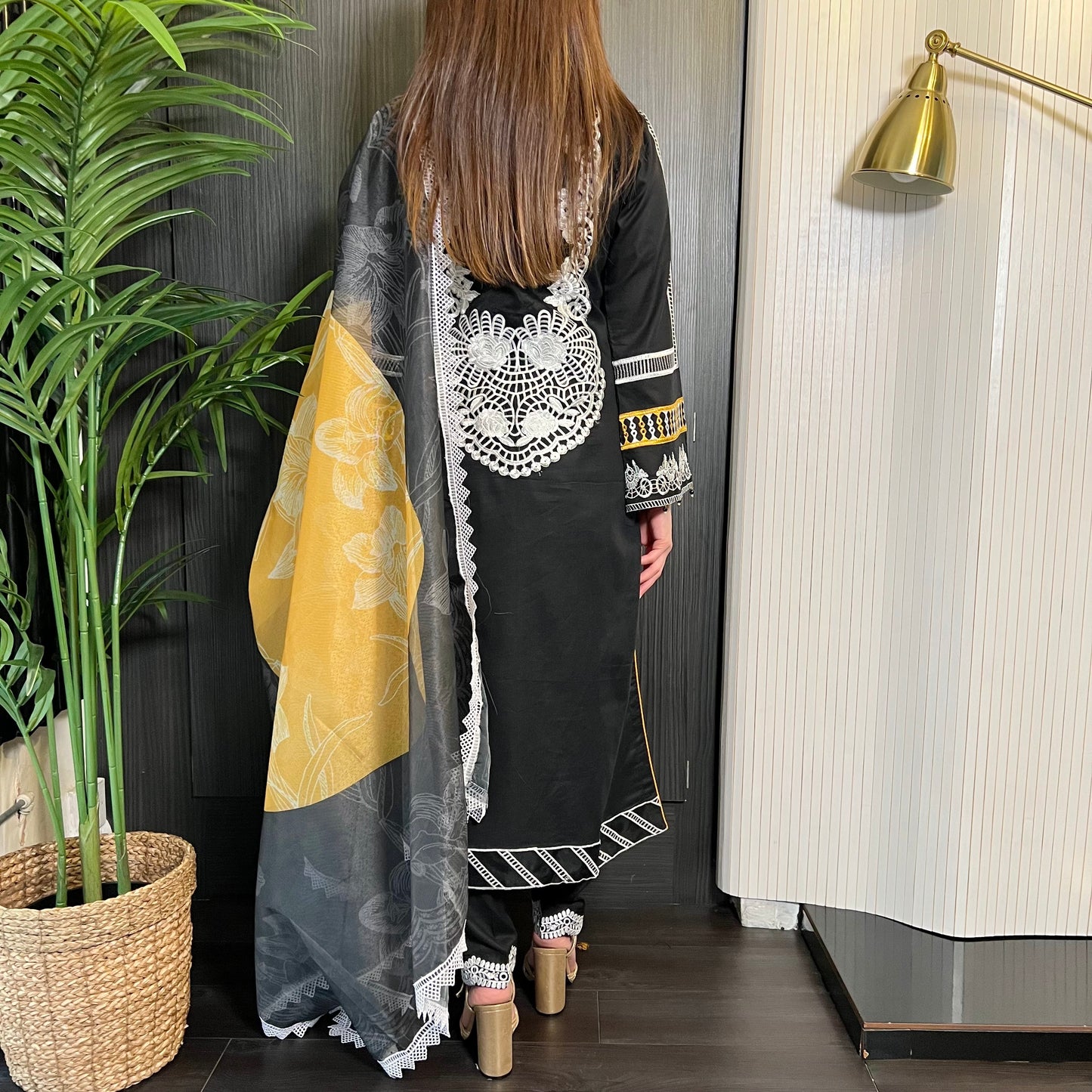 Crimson Inspired Black White Embroidered Lawn Suit