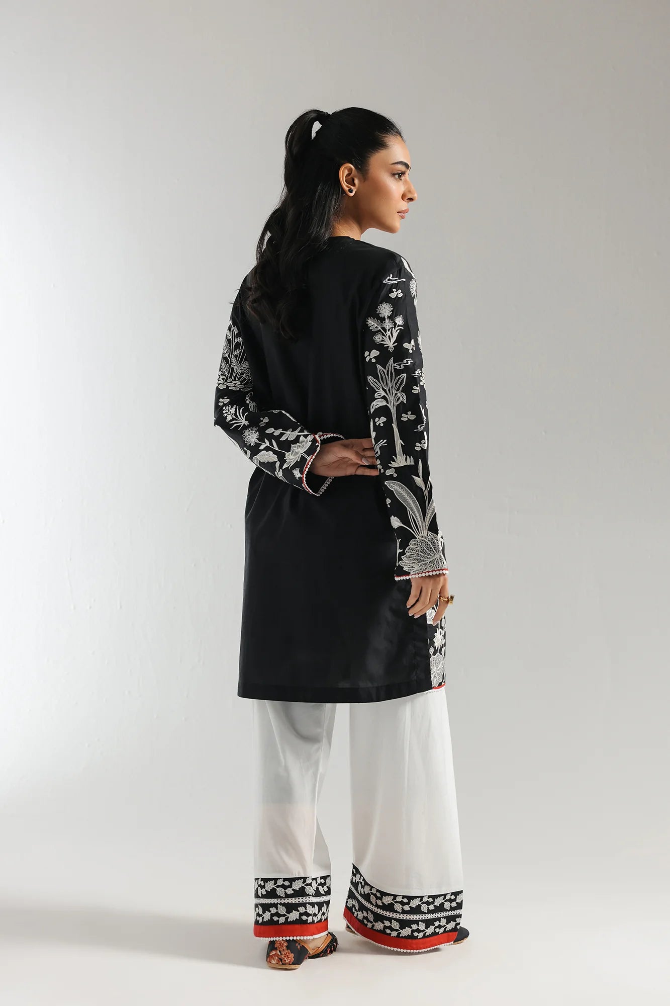 ETHNC Original Black White Embroidered Farshi Salwar Suit