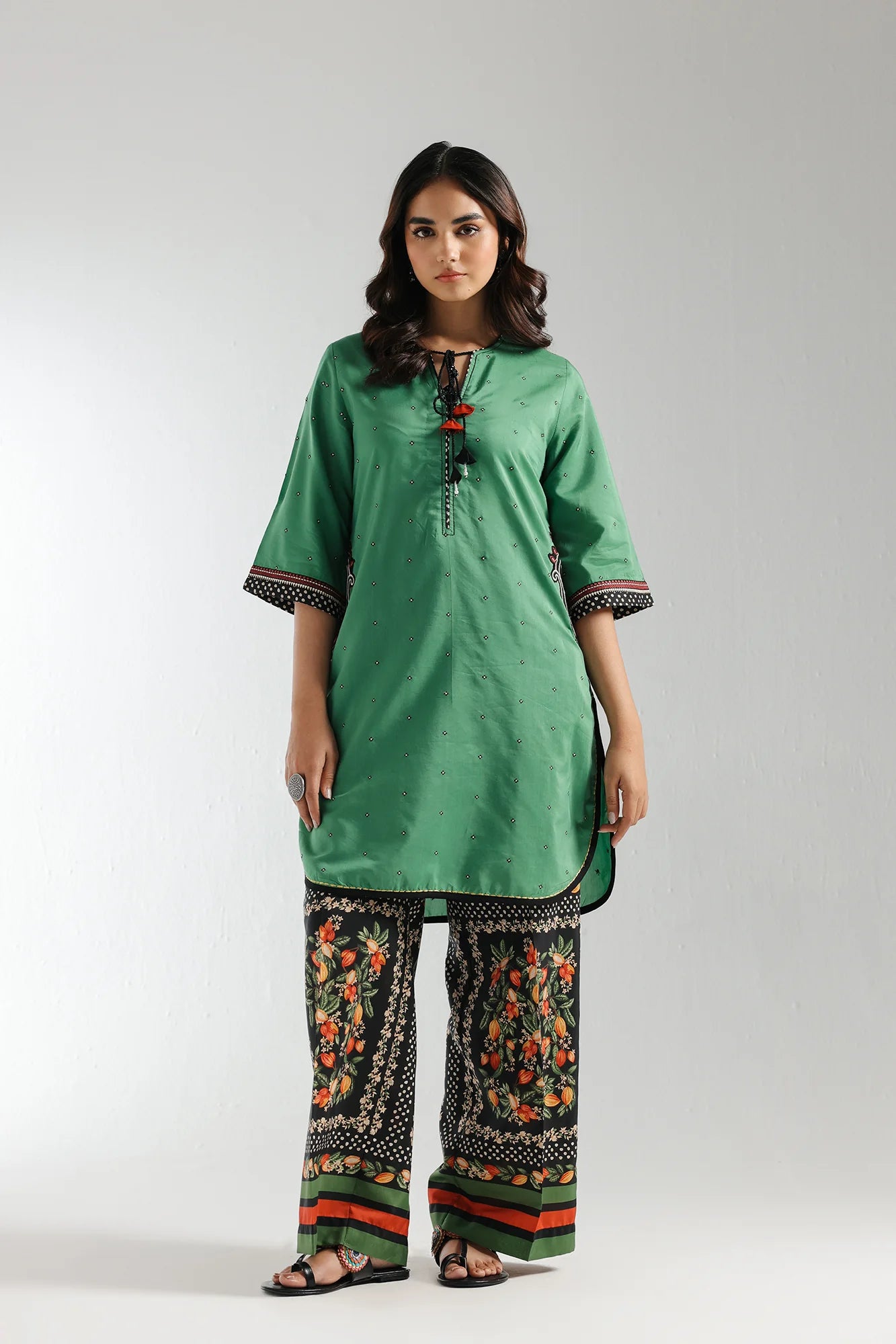 ETHNC Original Green Black Print Straight Trouser Suit