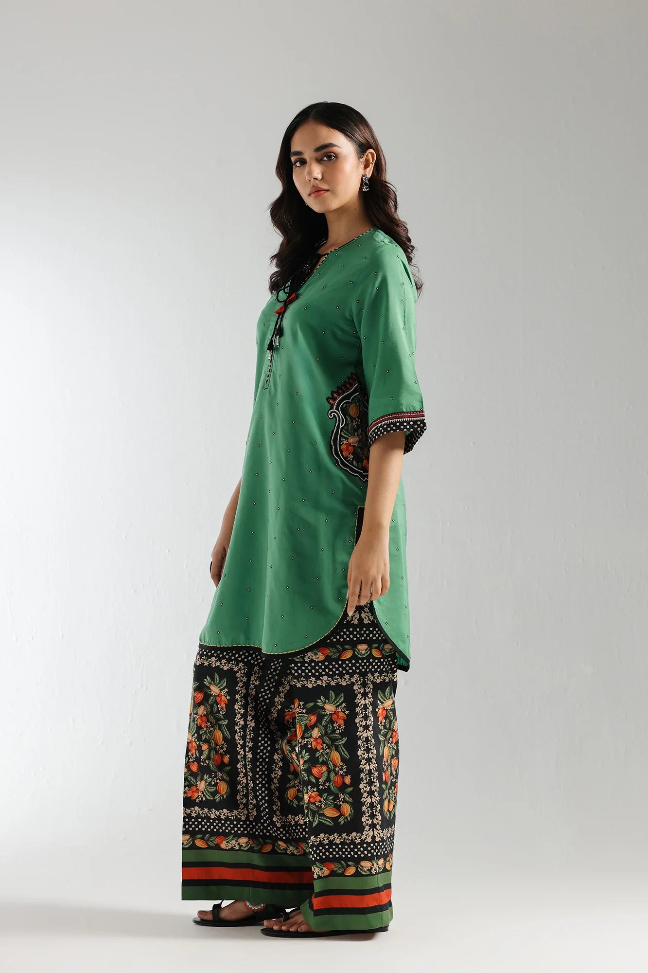 ETHNC Original Green Black Print Straight Trouser Suit