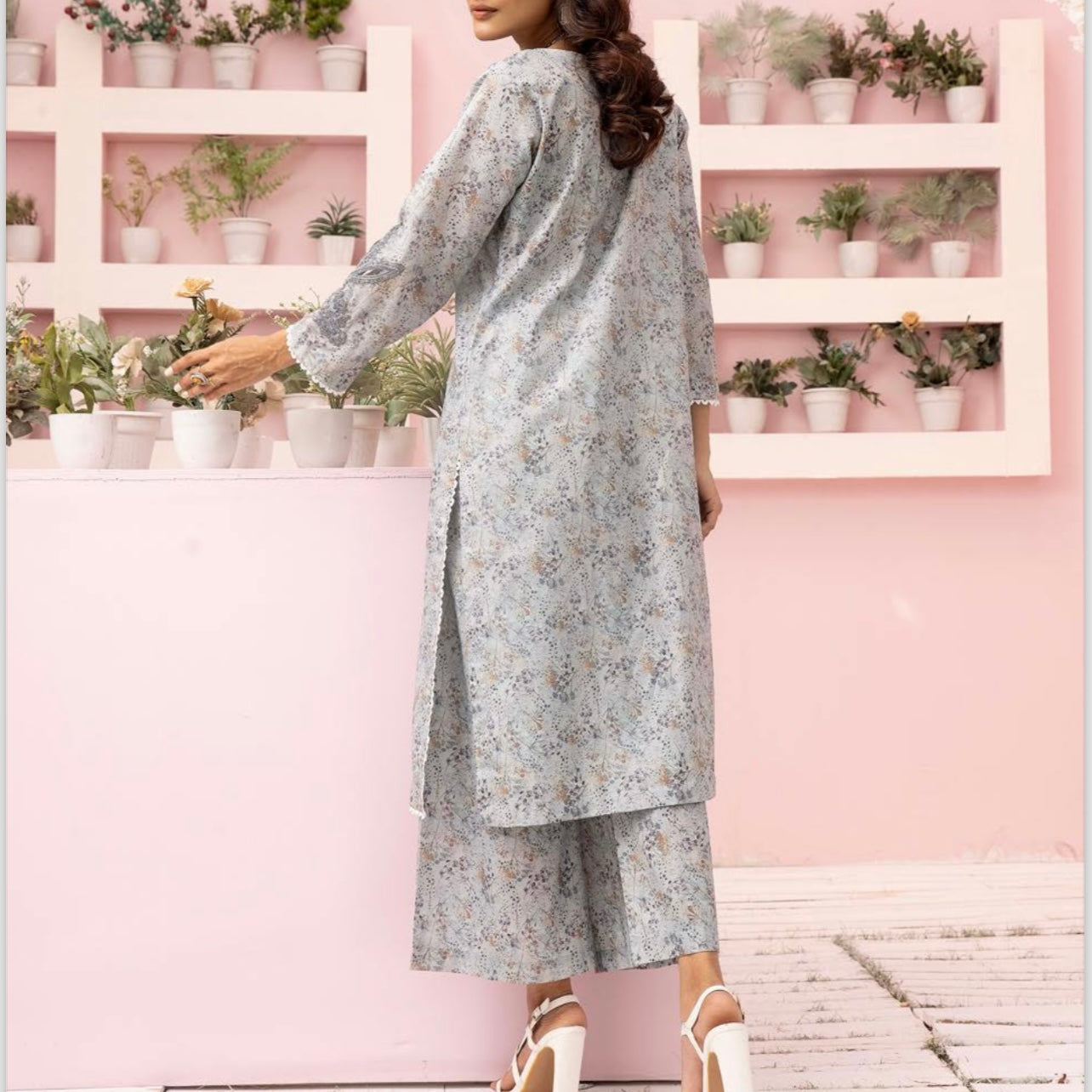 Simrans Teal Embroidered Floral Lawn Two Piece Suit