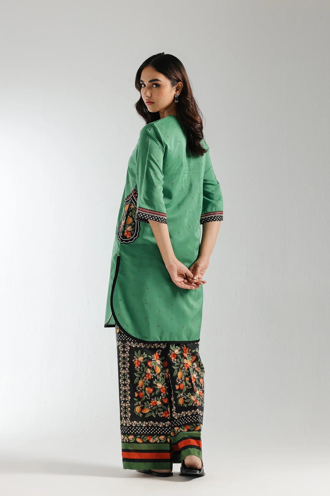 ETHNC Original Green Black Print Straight Trouser Suit