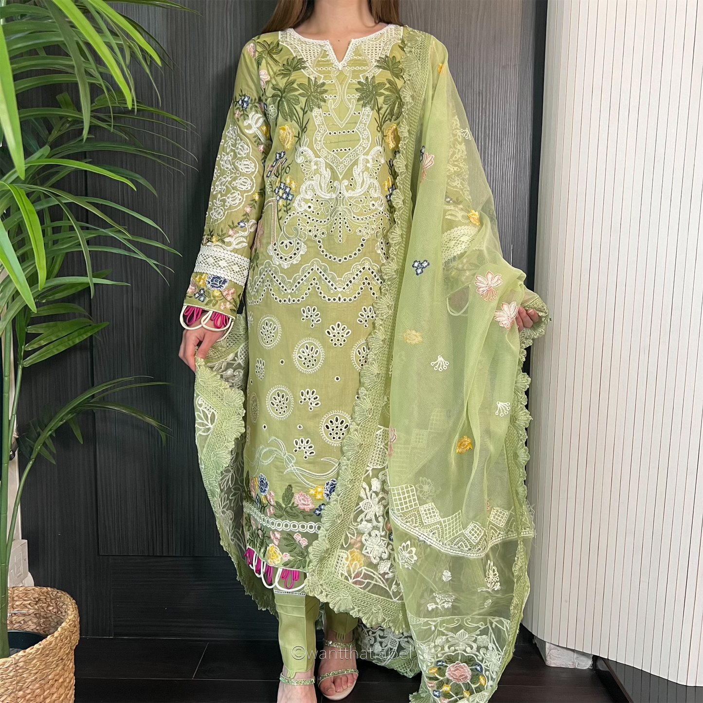 Mariya Green Heavily Embroidered Chikankari Lawn Suit