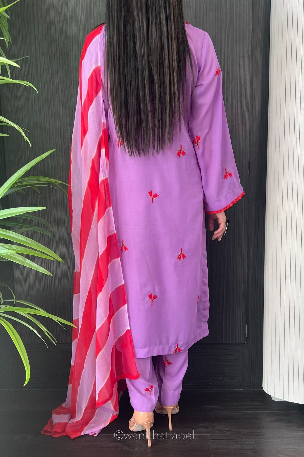 Sophia Lilac Floral Embroidered Georgette Suit
