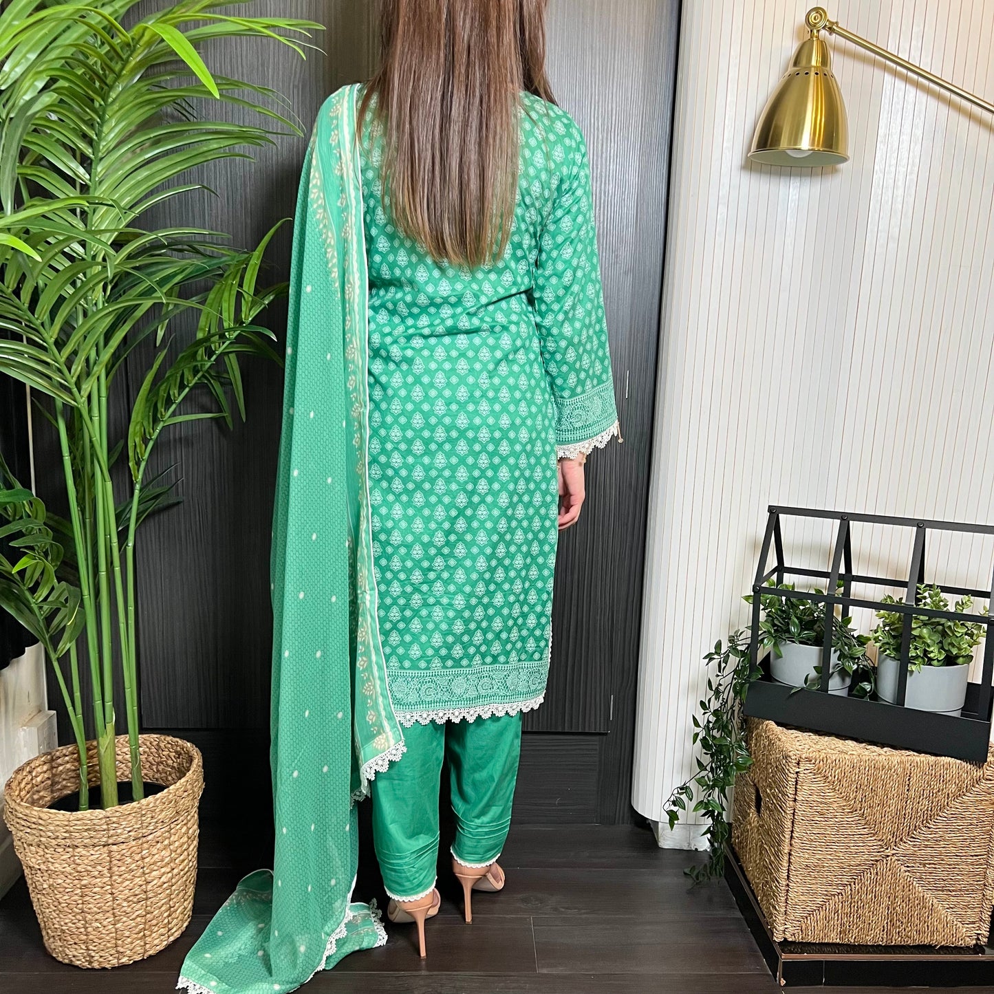 Sobia Nazir Inspired Dark Green Print Lawn Suit