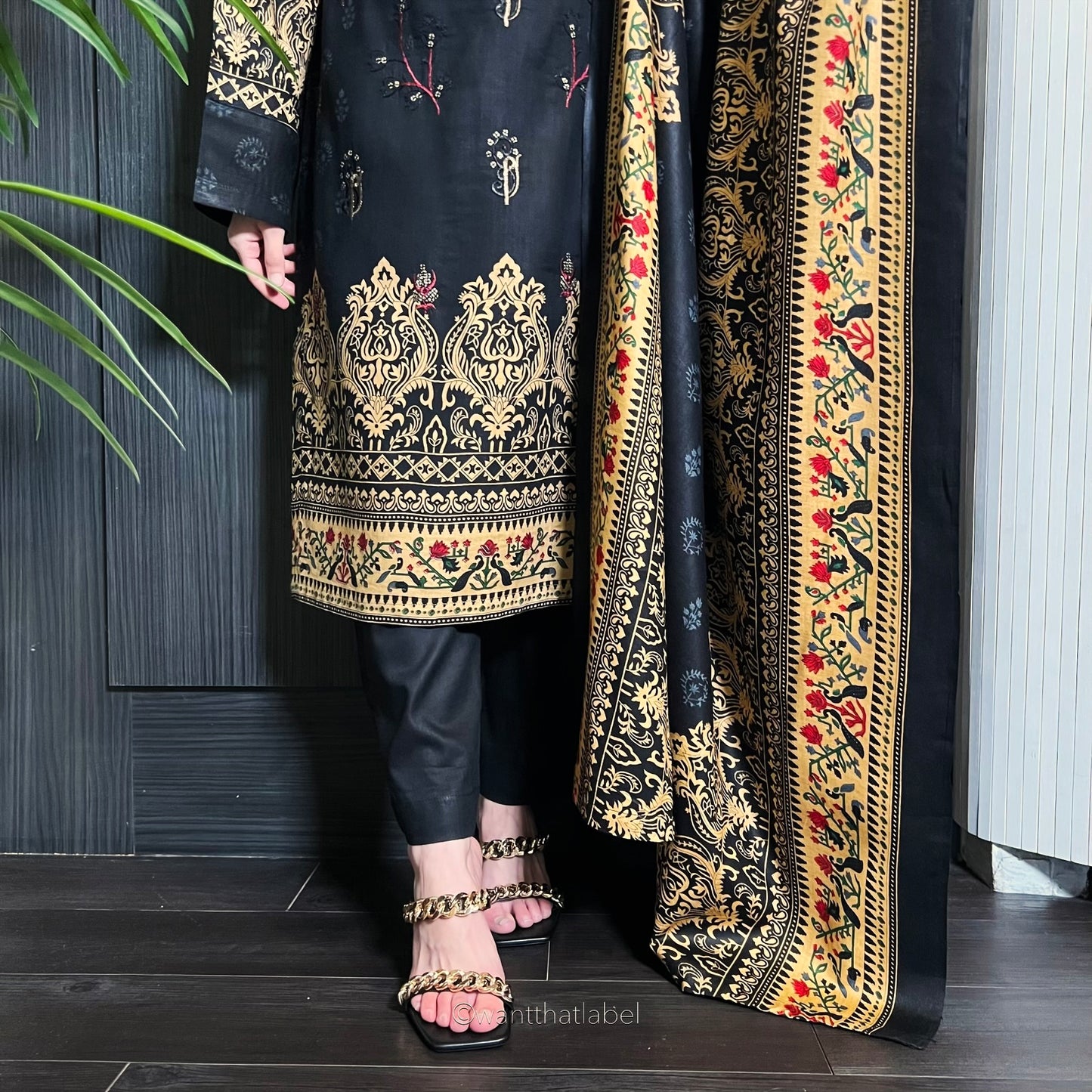 Nayra Black Red Sequin Embroidered Lawn Suit