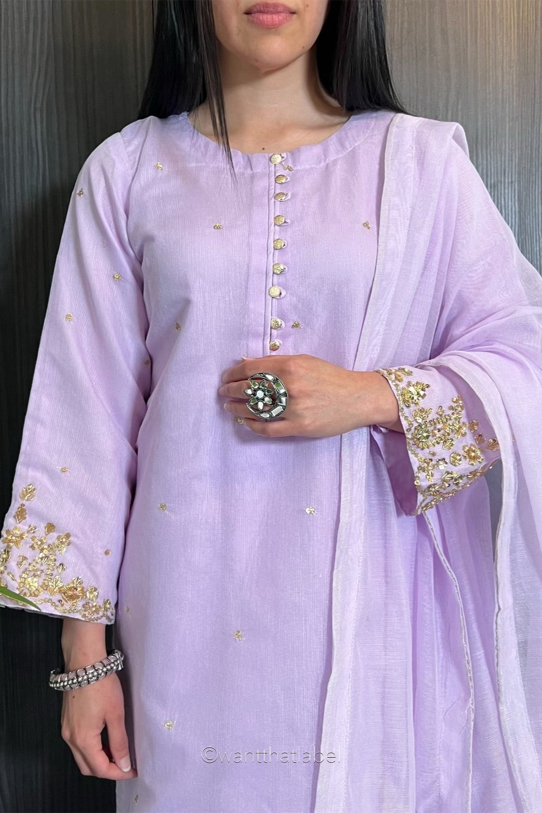 Isha Lilac Zari Embroidered Khadi Net Suit