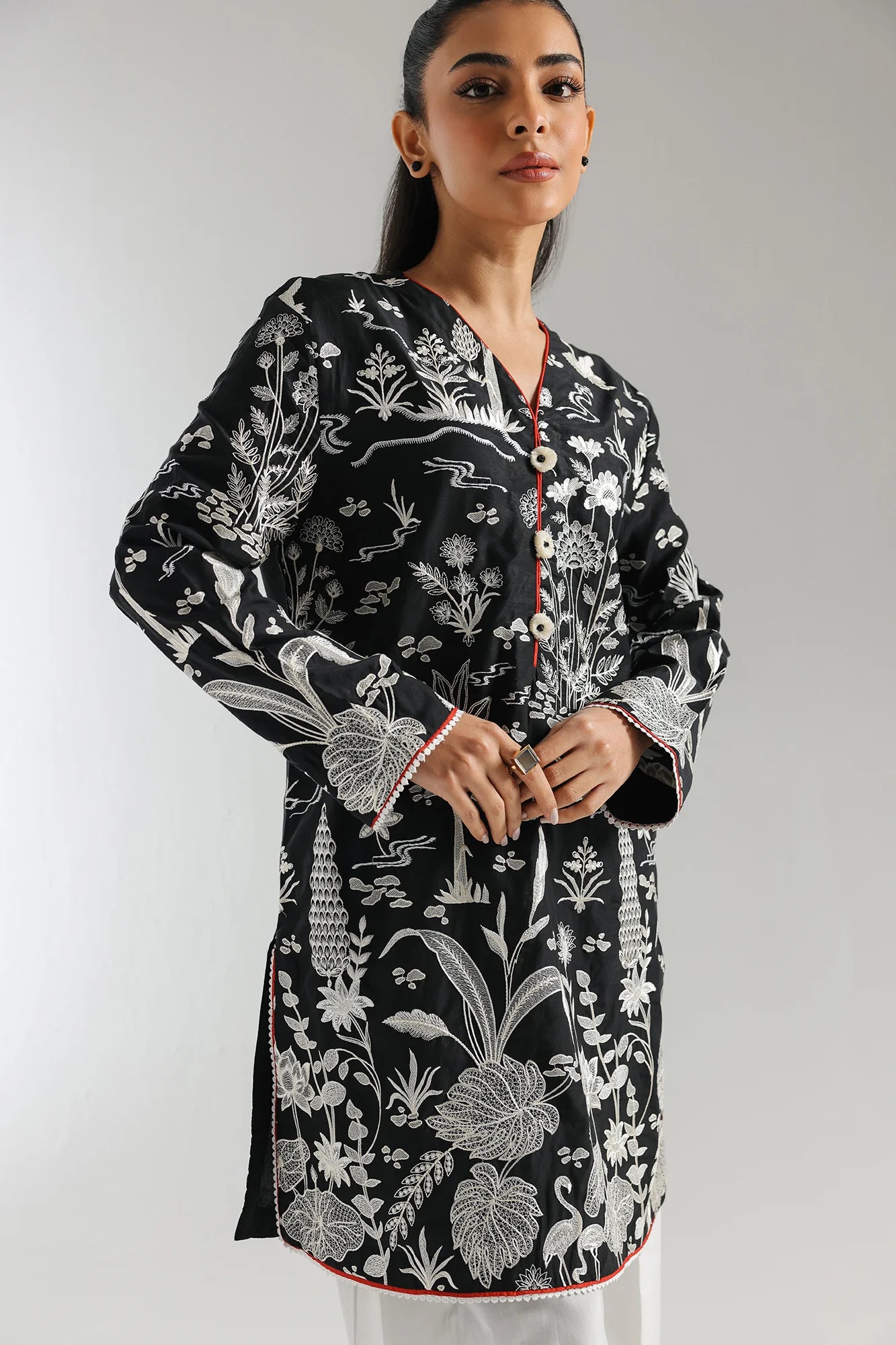 ETHNC Original Black White Embroidered Farshi Salwar Suit