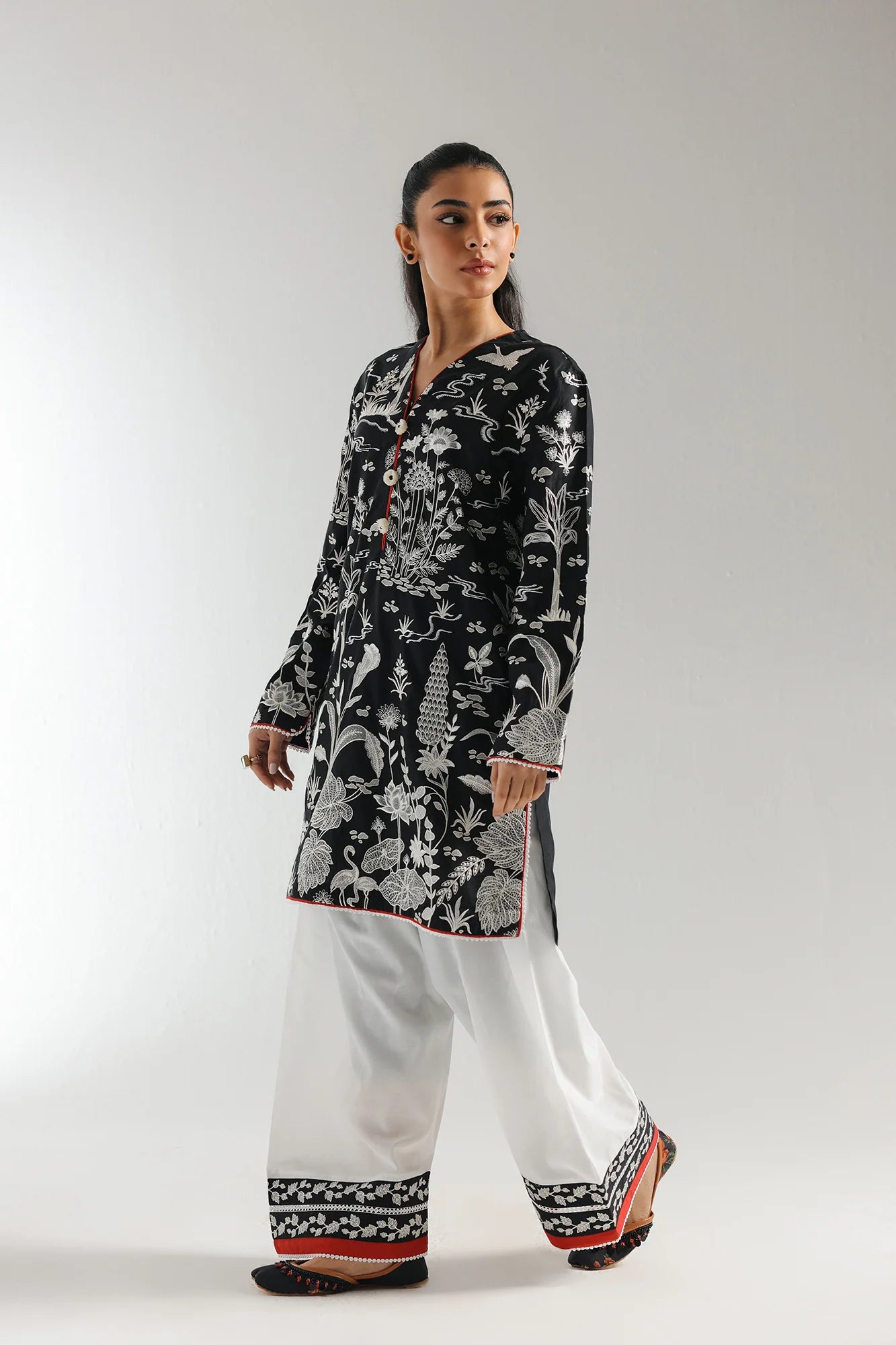 ETHNC Original Black White Embroidered Farshi Salwar Suit