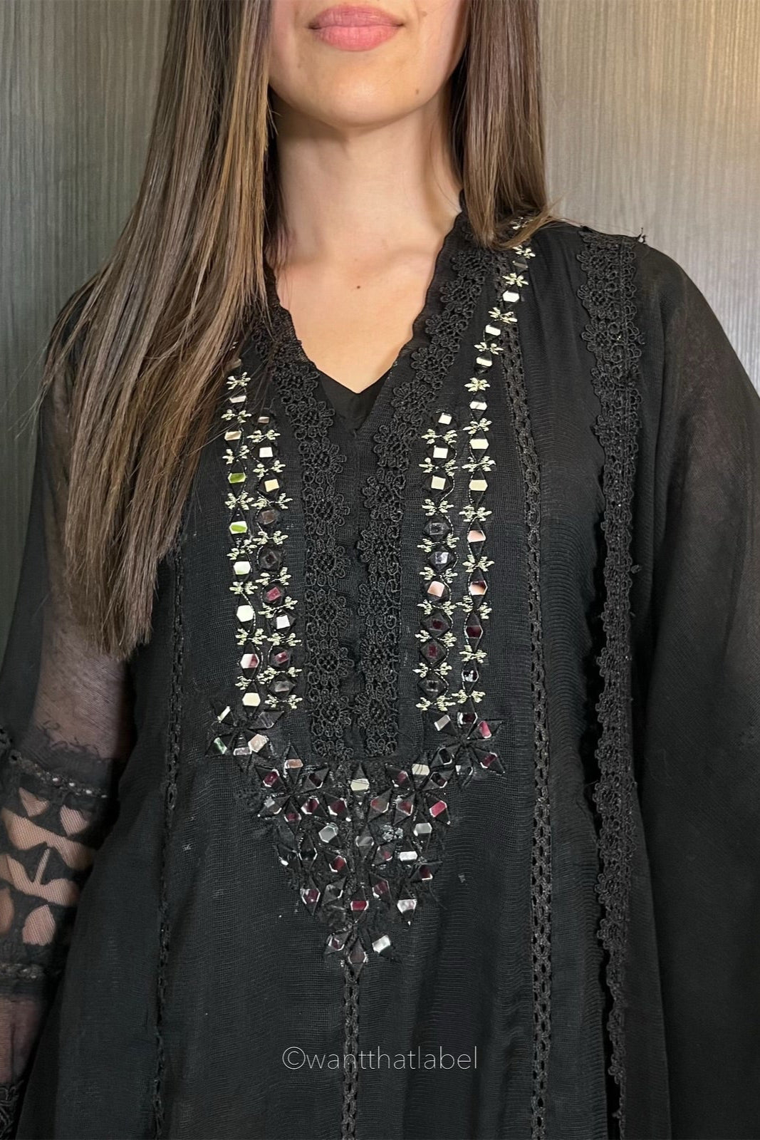 PAKISTANI BLACK MIRROR FROCK SUIT