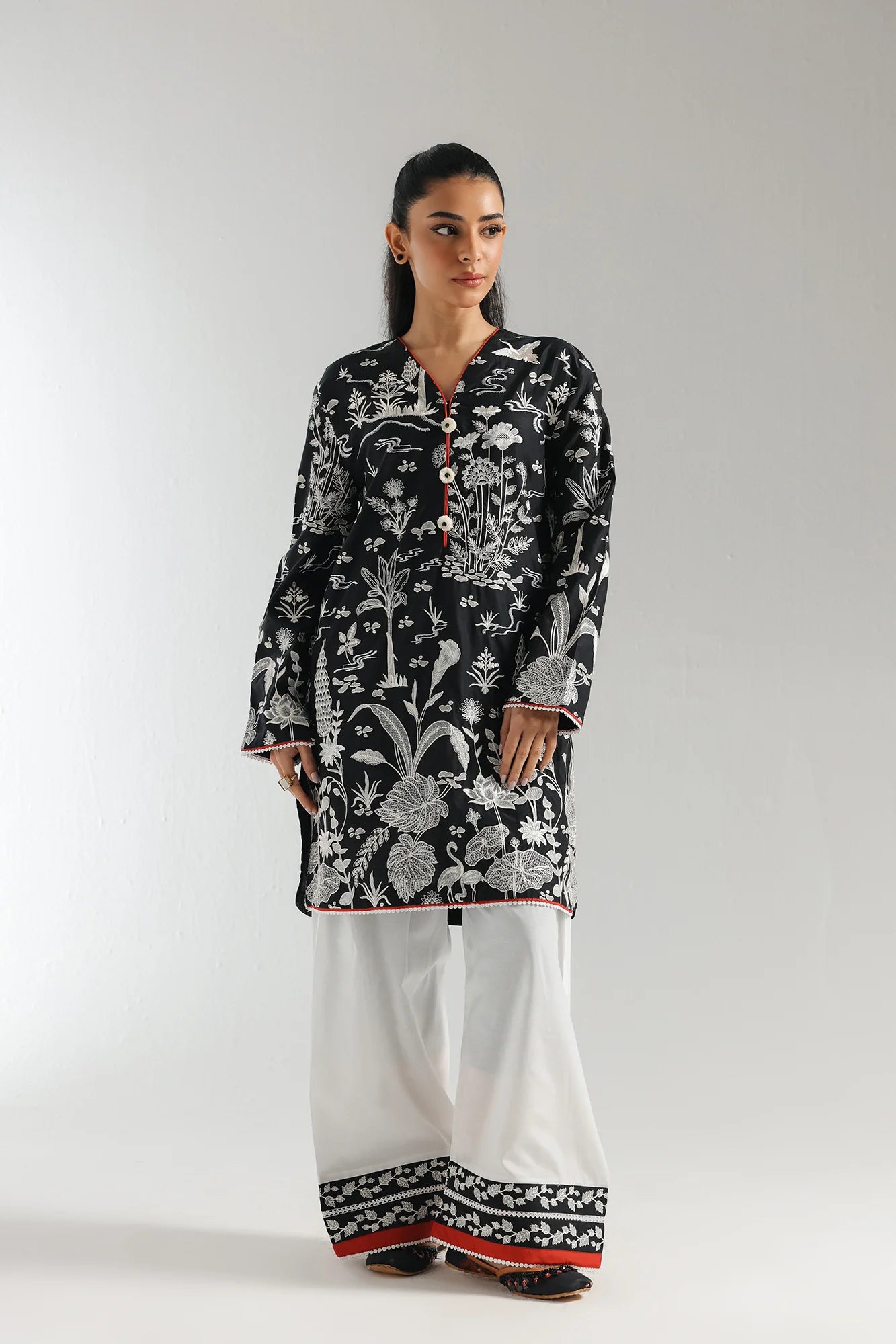 ETHNC Original Black White Embroidered Farshi Salwar Suit