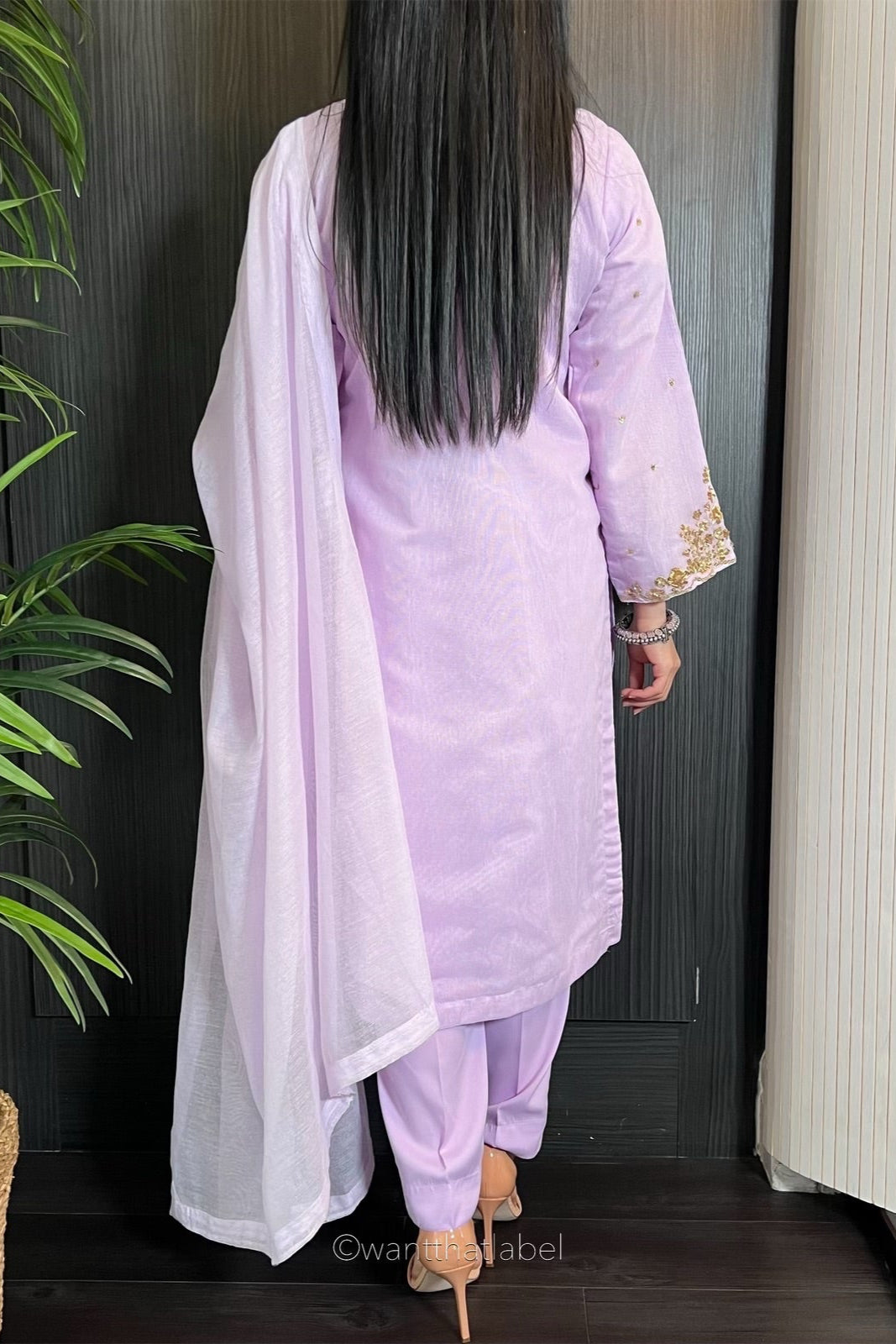 Isha Lilac Zari Embroidered Khadi Net Suit