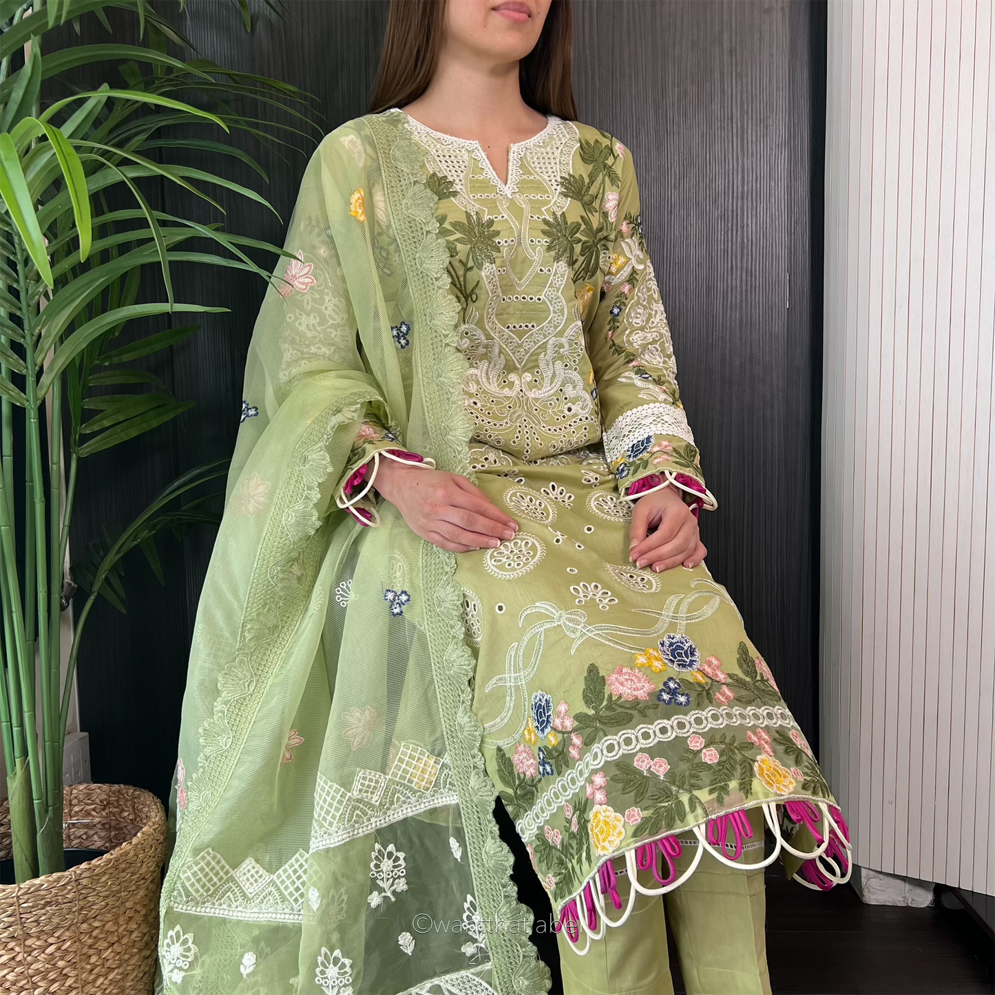 Mariya Green Heavily Embroidered Chikankari Lawn Suit