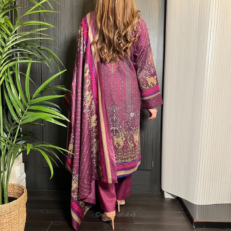Serena Purple Sequin Embroidered Lawn Suit