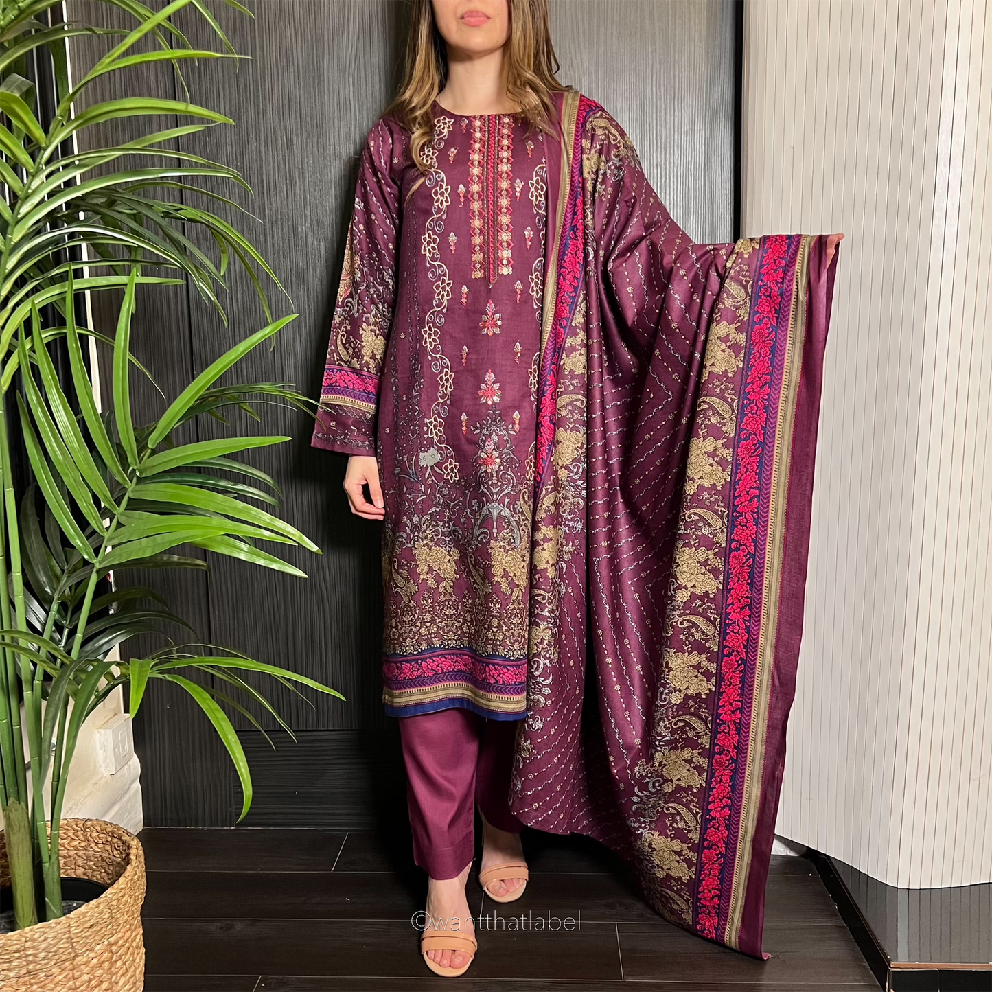 Serena Purple Sequin Embroidered Lawn Suit