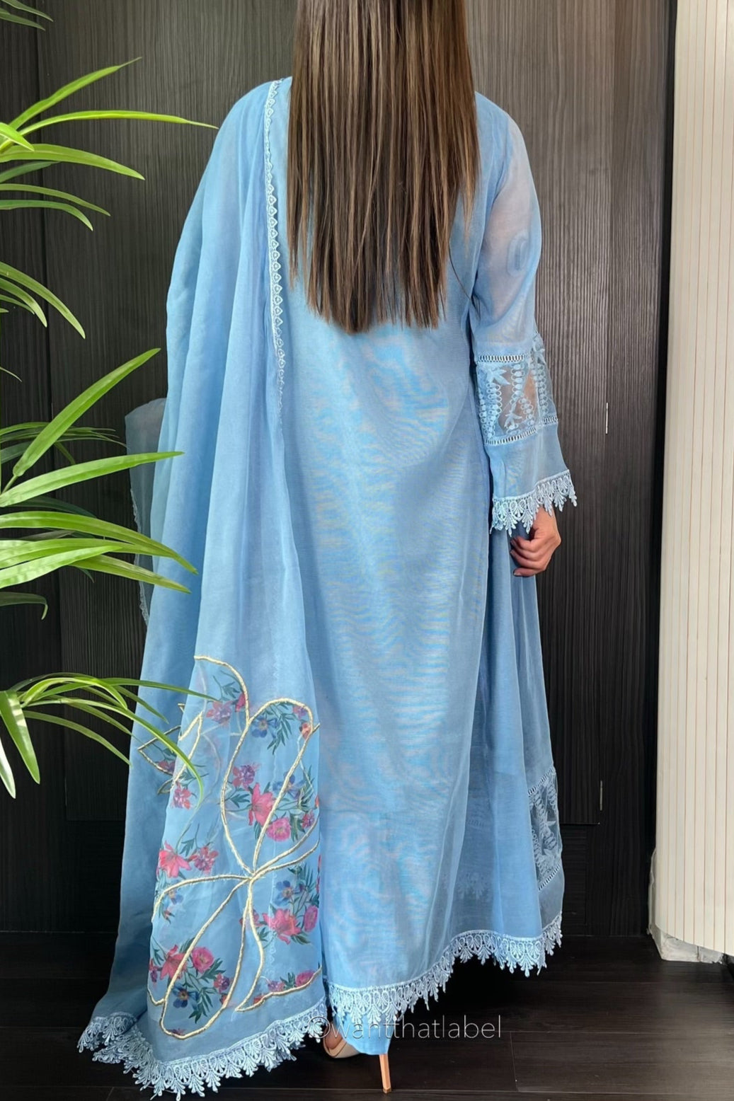 Want That Label | Fatimah Powder Blue Mirror Embroidered A-Line Dress Suit WANT THAT LABEL Want That Label | Fatimah Powder Blue Mirror Embroidered A-Line Dress Suit WANT THAT LABEL
