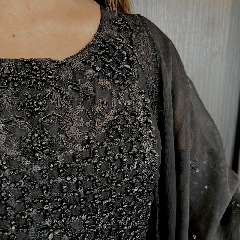 Prêt Safa Black Heavily Embroidered Chiffon Suit