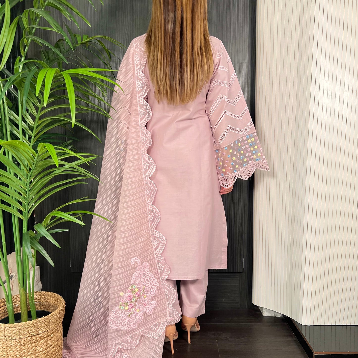 Karma Original Mauve Pearl Embroidered Kameez Suit