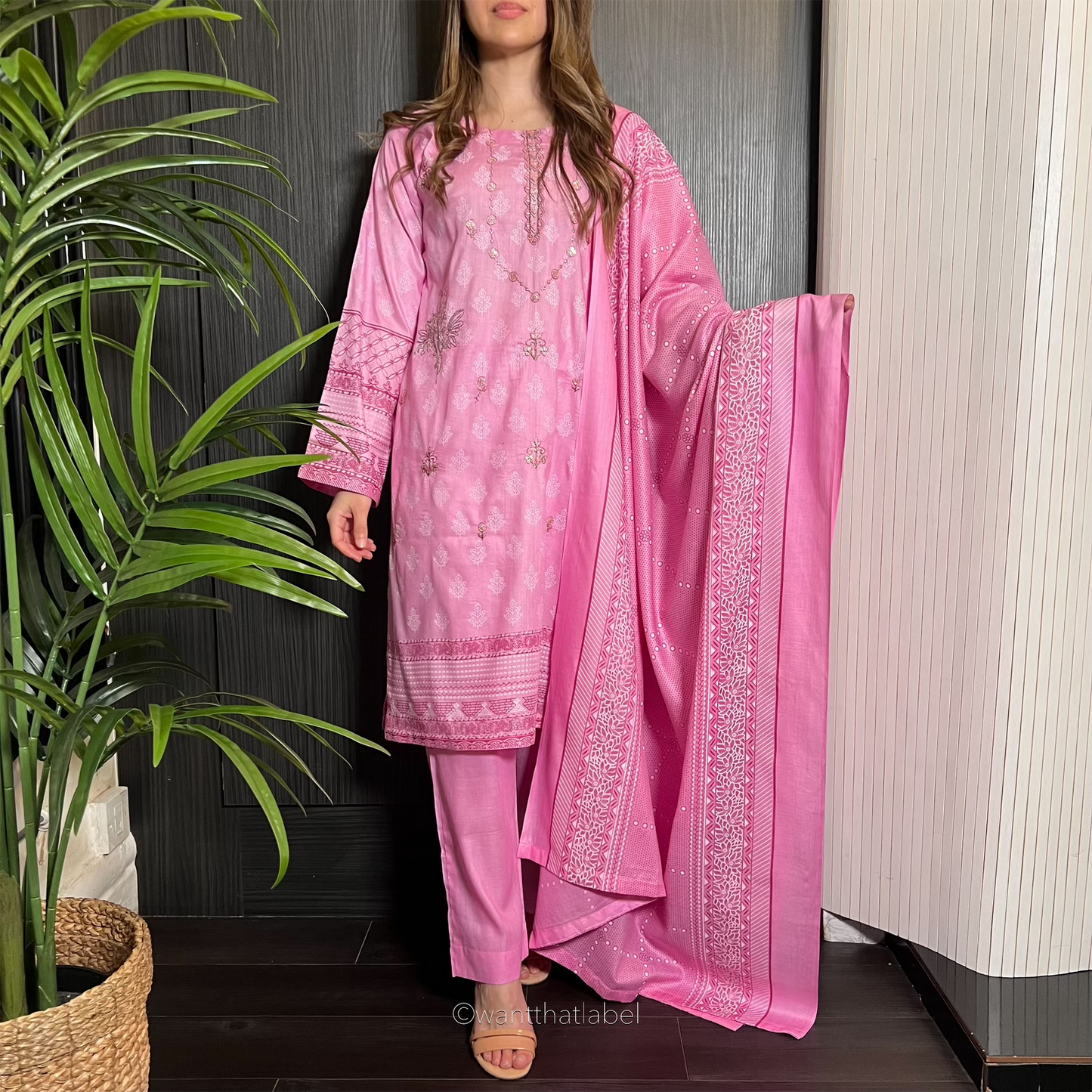 Aisla Baby Pink Sequin Embroidered Lawn Suit