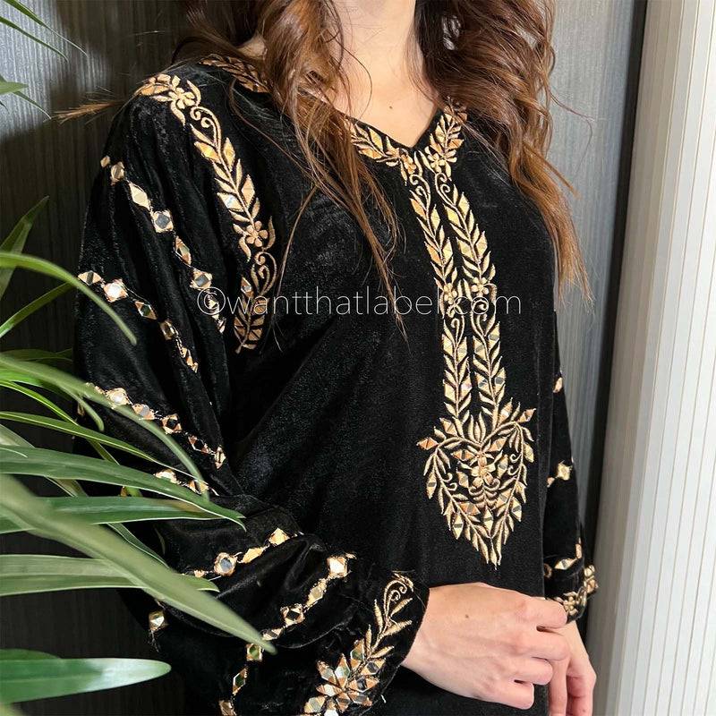 Black Velvet Gold Mirror Embroidered Suit