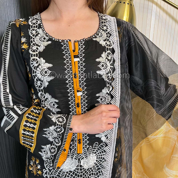 Crimson Inspired Black White Embroidered Lawn Suit