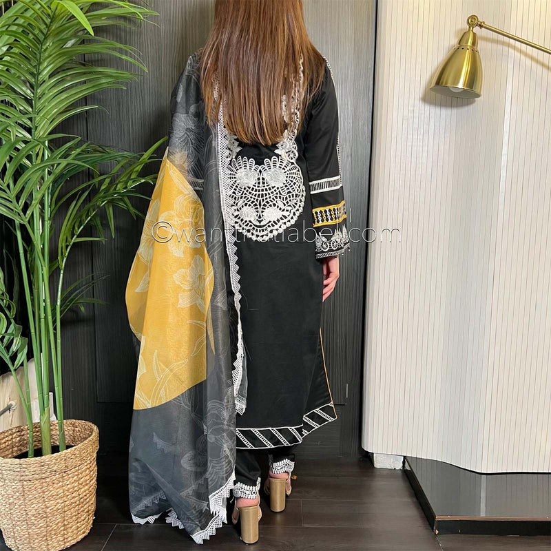 Crimson Inspired Black White Embroidered Lawn Suit