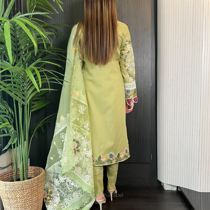 Mariya Green Heavily Embroidered Chikankari Lawn Suit
