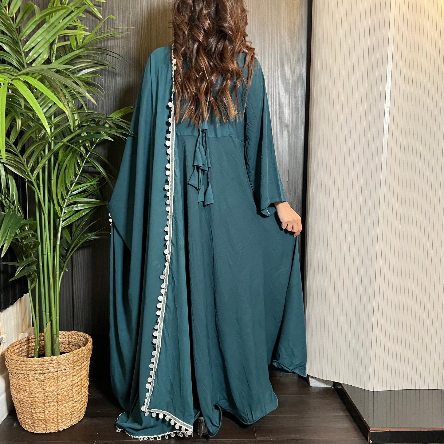 Teal Full Flare Georgette Maxi Dress Suit
