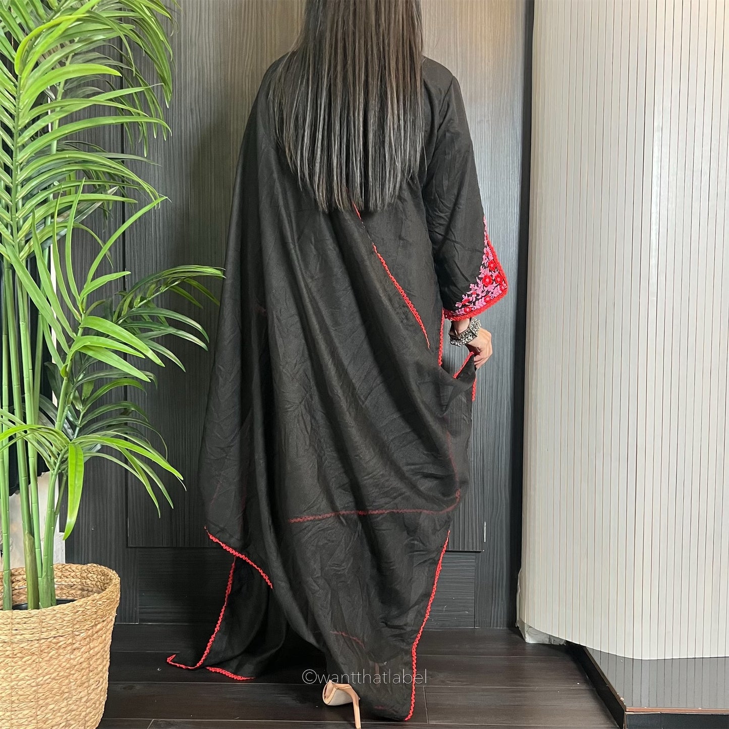 Sameera Black Red Pink Embroidered Khadi Net Suit