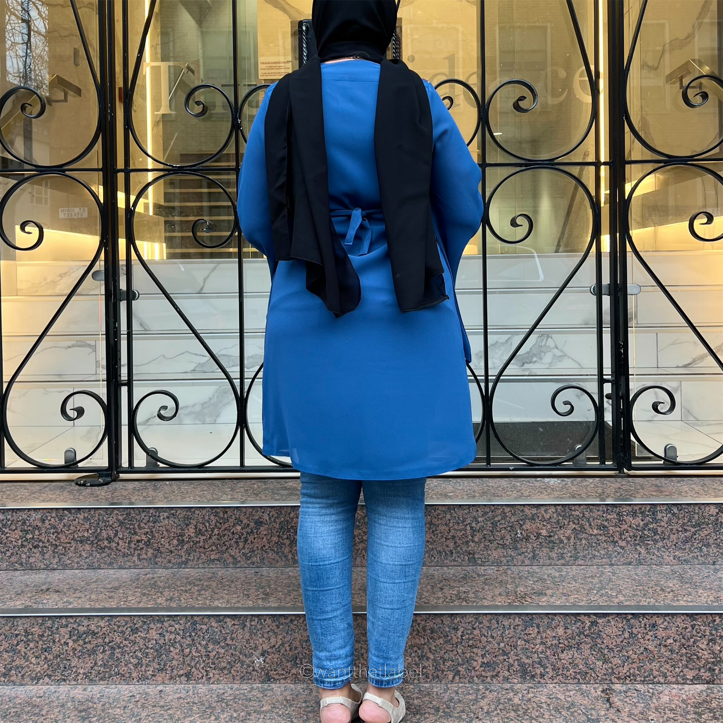 Imaan Palestinian Blue Red Embroidery Kaftan Dress