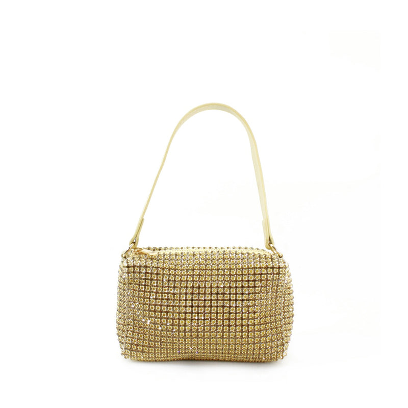 Gold Diamante Mini Pouch Bag