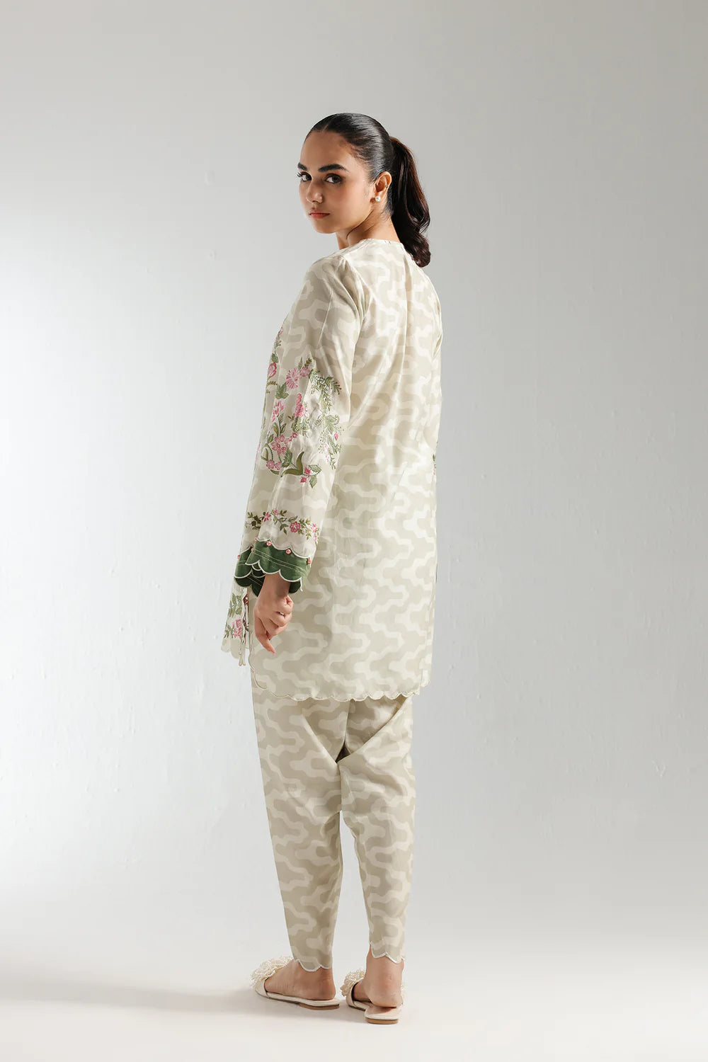 ETHNC Original Floral Embroidered Beige Tulip Salwar Suit