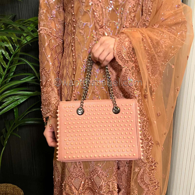Pink Studded Mini Tote Bag
