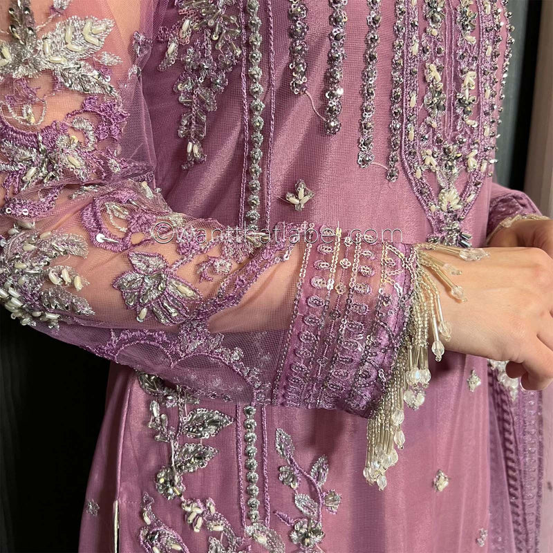 Prêt Powder Pink Heavily Embroidered Net Suit