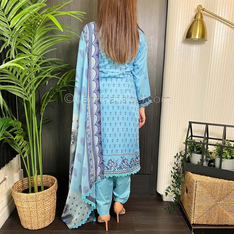 Sobia Nazir Inspired Baby Blue Print Lawn Suit