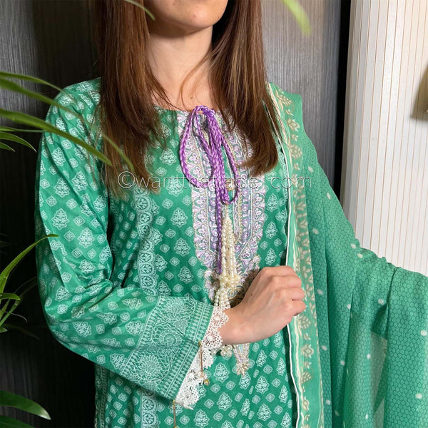 Sobia Nazir Inspired Dark Green Print Lawn Suit