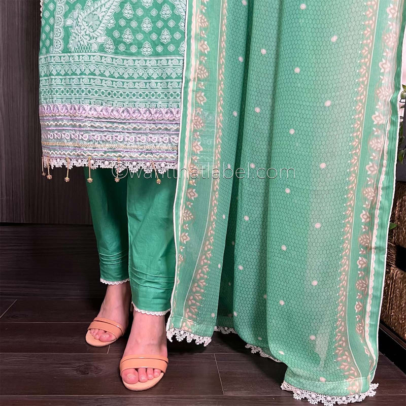 Sobia Nazir Inspired Dark Green Print Lawn Suit