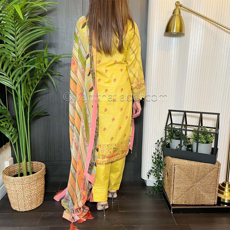 Sobia Nazir Inspired Yellow Print Lawn Suit