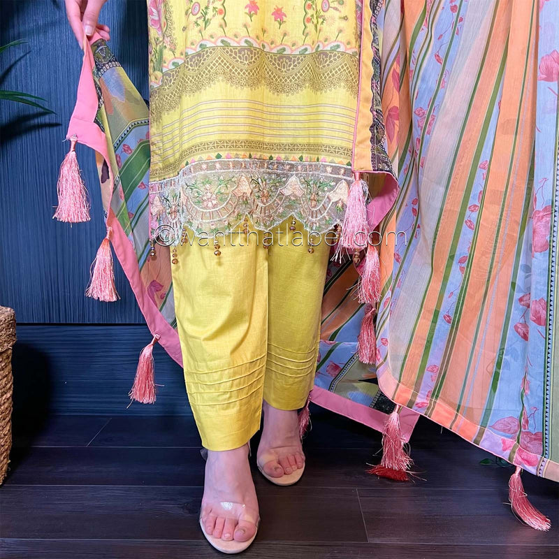 Sobia Nazir Inspired Yellow Print Lawn Suit