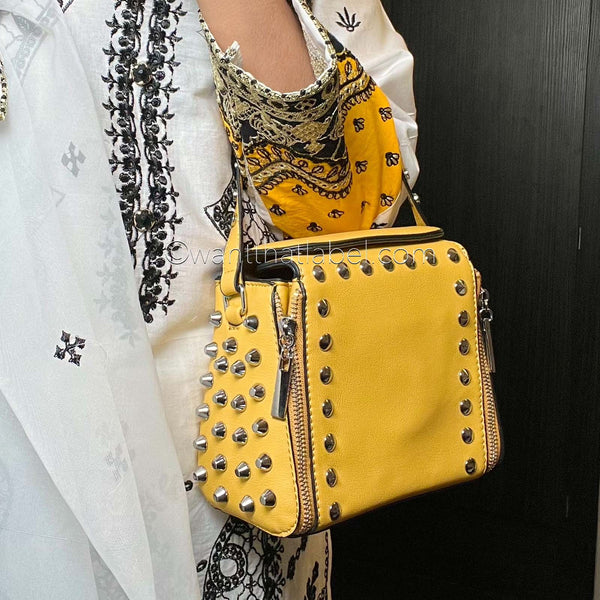 Yellow Studded Cross Body Bag