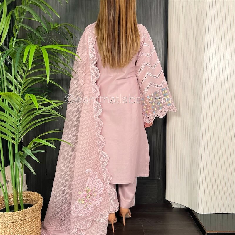Karma Original Mauve Pearl Embroidered Kameez Suit