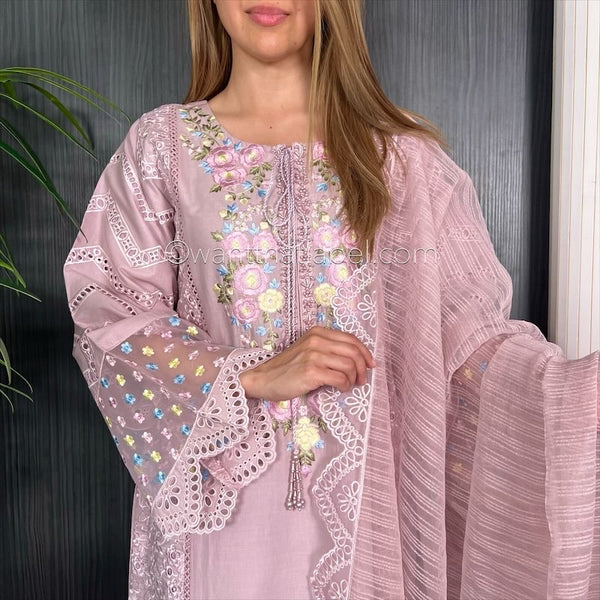Karma Original Mauve Pearl Embroidered Kameez Suit