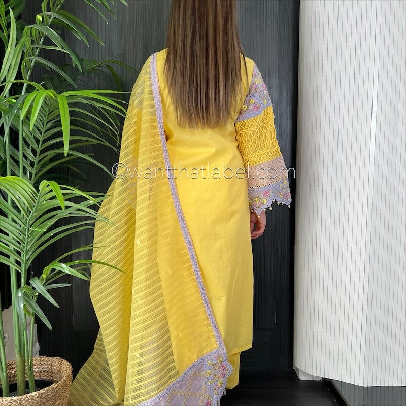 Karma Original Lilac Pink Chikankari Embroidered Suit