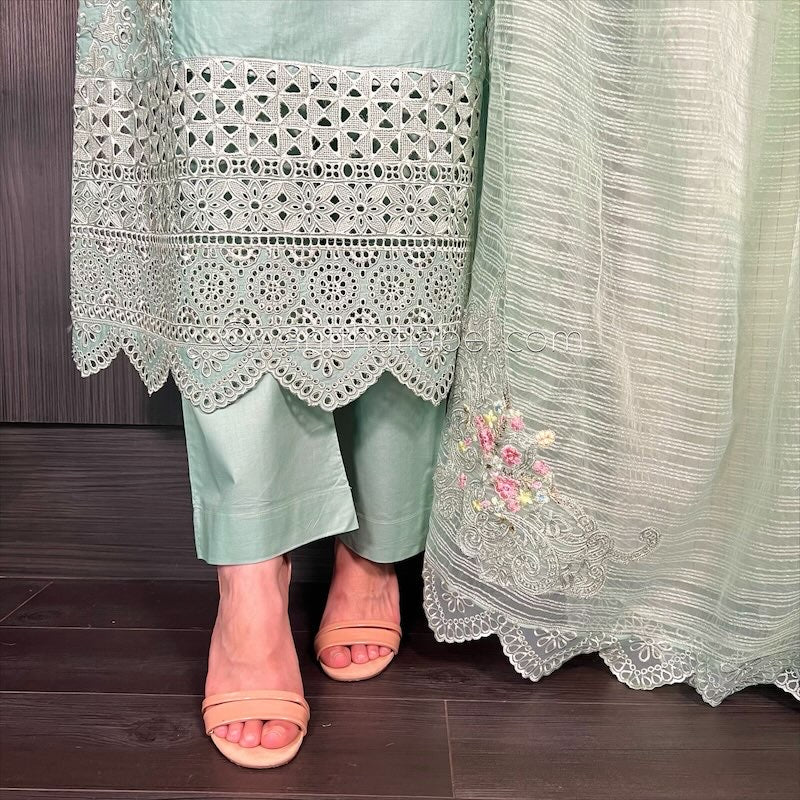 Karma Original Teal Pearl Embroidered Kameez Suit