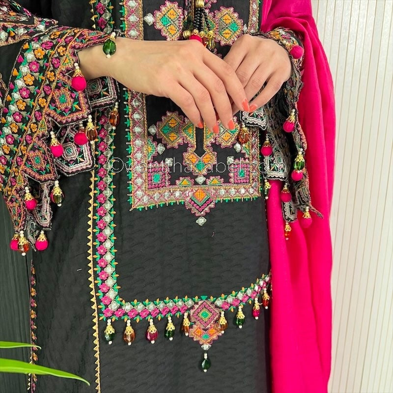 Karma Original Black Heavily Embroidered Sharara Suit