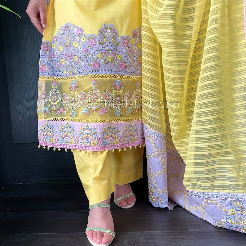 Karma Original Lilac Pink Chikankari Embroidered Suit