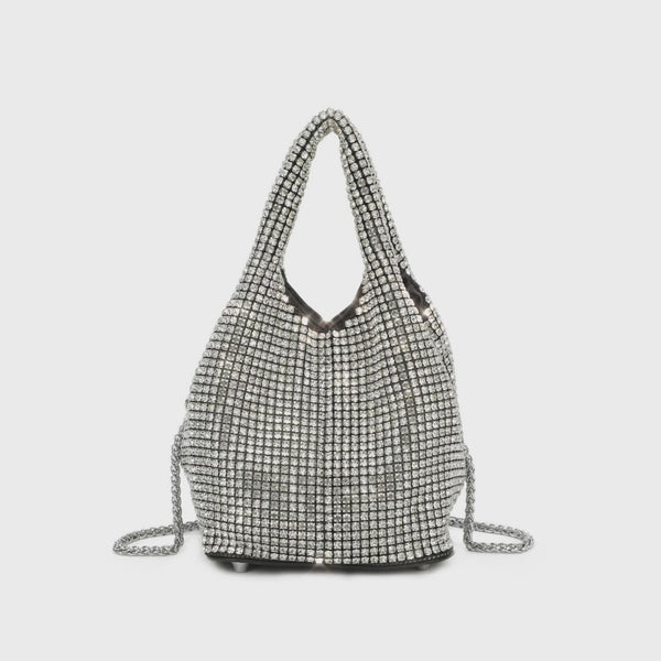 Silver Diamante Grab Sack Bag