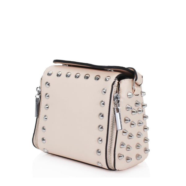 Beige Studded Cross Body Bag